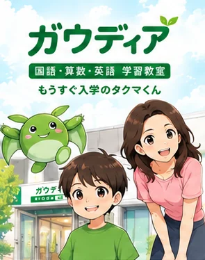 ガウディア様（国語・算数・英語 学習教室）のブランドストーリー漫画「もうすぐ入学のタクマくん」の表紙